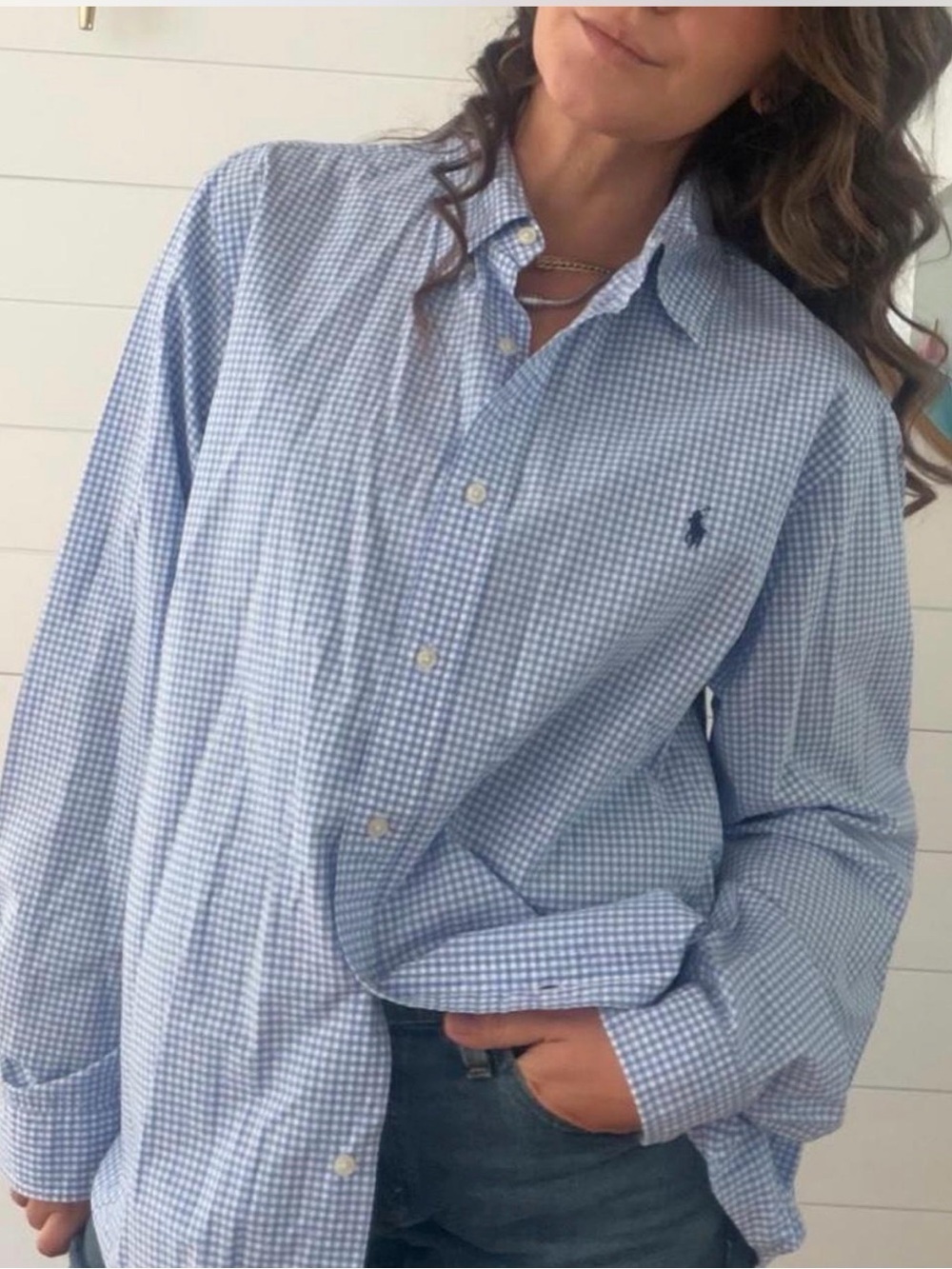 Polo Ralph Lauren Men’s XL Light Blue Gingham Stretch Cotton Shirt